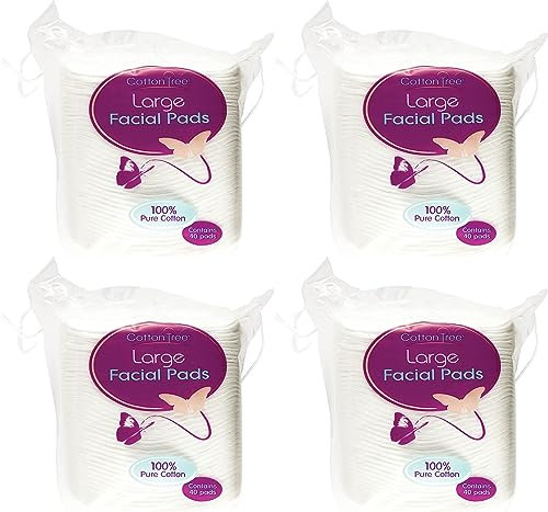 Happy Bees Bundle Cotton Tree Large Oval Cotton Wool Pads 40 per Pack (4 Pack) White