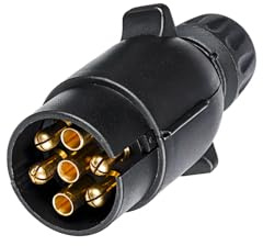 XUEYI Prise Remorque 7 Broches Mâle, Selon ISO 1724, Prise Attelage Remorque 7 Broches Male, 12V Fiche pour Voiture Camion Caravane RV