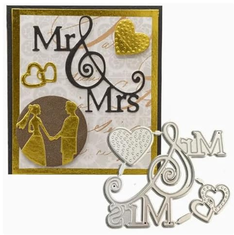 Mr&Mrs Words Couple Metal Die Cuts,Wedding Heart Love Valentine's Day Cutting Dies Cut Stencils DIY Scrapbooking Decorative Embossing Paper Party Wedding Card Making