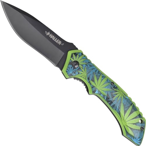 Haller Taschenmesser Glow in The Dark mit Cannabis Motiv