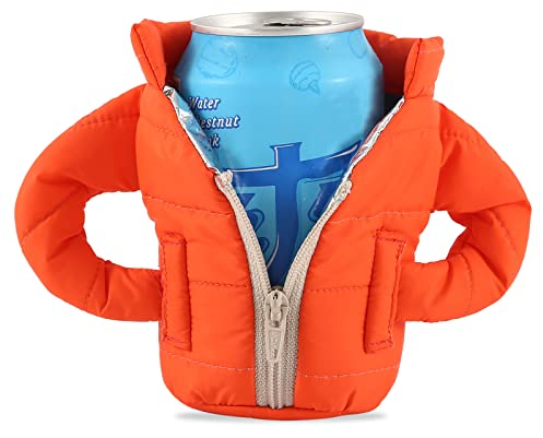 Can Cooler Sleeve, Insulated Vest Jacket Cover for 12oz Cans - Beer Gifts for Men, Women & Lovers - Beverage Jacket Drink Coolies (Orange)