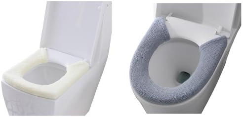 2 Stück WC-Sitzbezüge, Extra Groß,Dick,Warm und Weich, Waschbar,Stretch, WC-Sitzbezug-Kissen,Toilettensitzbezug,Toilettensitzkissen, mit Knopf