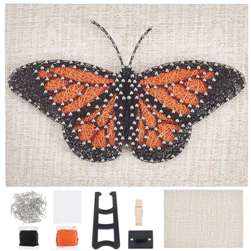 WEBEEDY Kit de arte de cuerda de mariposa para principiantes, kit de manualidades de cuerda de animales 3D para adultos, kit de manualidades con instrucciones y todos los suministros, decoración de