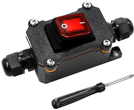 Idota Inline Kabelschalter IP66 Wasserdichter AC220V Schalter Pushbutton | mit mini Schraubendreher Kippschalter Kabelschalter Pushbutton Ein/Aus Wippschalter für den Außeneinsatz