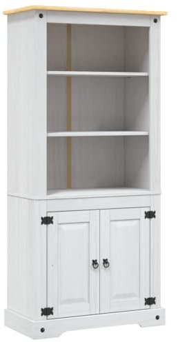 LVHUIDEH Buffetschrank mit 3 Regalfächern, Mexiko-Stil Highboard, Vitrinenschrank, Aufbewahrungsschrank, für Wohnzimmer Schlafzimmer Flur, Robust und Langlebig, 80 x 40 x 170 cm Kiefernholz