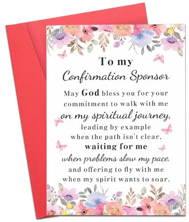 Confirmation Card Catholic Confirmation Sponsor Gifts for Women Men, Christian Cards Baptism for Teens, Religious Baptism Cards Appreciation Thank You Cards Thanksgiving Christmas Birthday Adults
