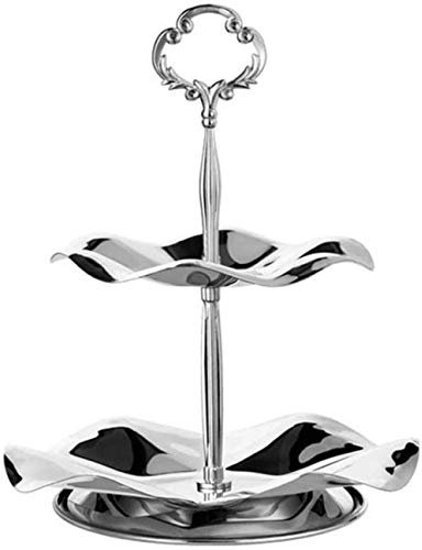 Alzata per torte in acciaio inox a 2/3 piani, supporto per buffet per esporre cupcake, piatto staccabile a forma di petalo e ideale per feste, a 2 livelli