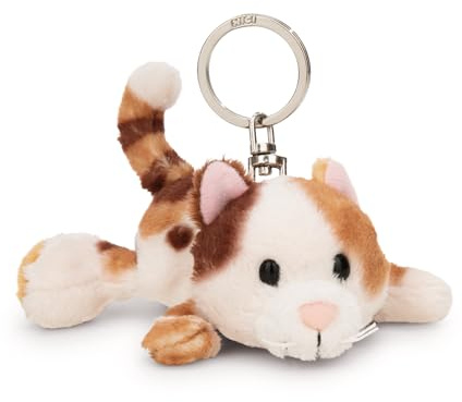 NICI 62132 Portachiavi a forma di gatto portafortuna, compagno fedele per lo zaino o la borsa di grandi e piccini, 10 cm, marrone