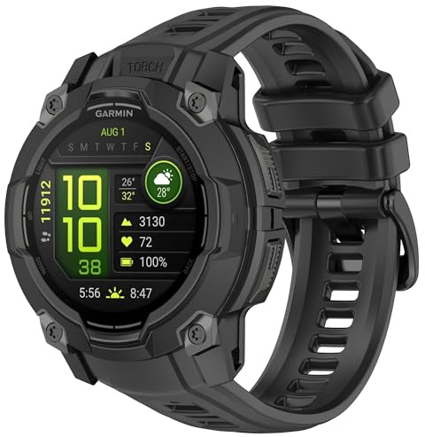 VeveXiao Andningsbart sportband kompatibelt med Instinct 3 sol 50 mm rem, 26 mm snabbfrigörande sport silikonarmband klockarmband instinkt 3 Amoled 50 mm ersättningsband (svart)