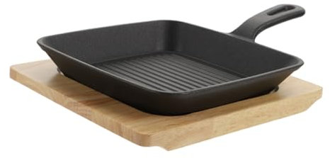 GLEAVI Padella Quadrata Per Friggere e Pancake Accessorio Da Cucina Con Piatto e Manico Ergonomico Antiscottatura e Isolante Termico Nero