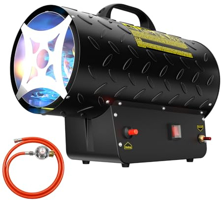 Gasheizung für innenräume,30KW Gas Heizgebläse, Gasheizgerät Gasheizer Gasheizgebläse Propangasheizgebläse 700m³/h Luftdurchsatz, inkl. 1,4m Gasschlauch und 700 mbar