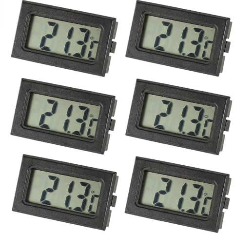 6PCS Digital Thermometer Room Temperature with Large LCD Display Square Mini Thermometer Gauge Celsius for Greenhouse House Office Home Garden Cellar