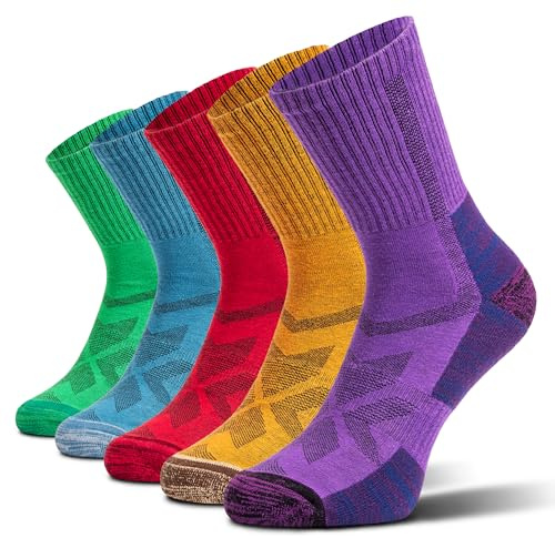 NORDIC Socks Merinoull Lätta Vandringsstrumpor för Damer & Herrar, 5-Pack, Unisex, Mot Blåsor, Fukttransporterande (DE/NL/SE/PL, Alfa, M, Regelbunden, Regelbunden, Färgglad)