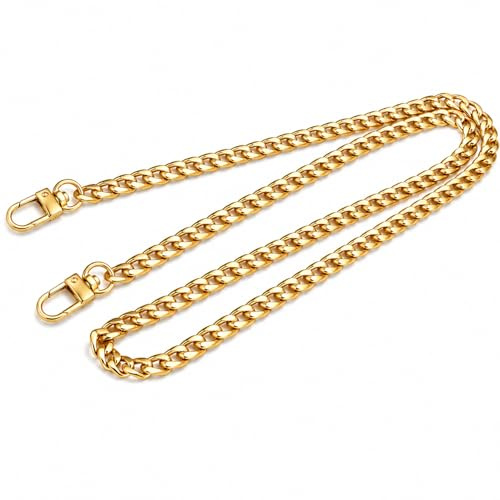 YOGAZEN Taschenkette, Kette Trageriemen, Metall Schulterriemen, 100 cm, Kette für Tasche für DIY, Taschen, Handtaschenketten, Umhängetasche Handtasche Ersatzkette (Gold)