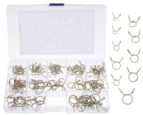 Cabilock 400 Pezzi Fascette Stringitubo in Metallo Rivestite in Zinco Fascette a Molla per Tubi Acqua e Carburante Assortimento in Diverse Dimensioni Fissaggio Robusto con Scatola di Stocca