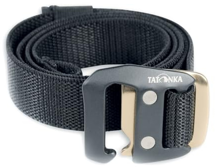 Tatonka Stretch Belt 25mm - Elastischer Gürtel mit praktischem Hakenverschluss - 110 cm lang / 2,5 cm (black)