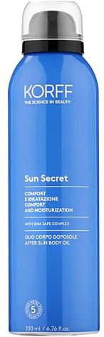 Korff Sun Secret Olio Corpo Doposole, Idratazione e Sollievo dopo l'Esposizione Solare, Texture Leggera e Setosa, Confezione da 200ml