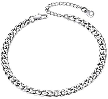ChainsHouse 3mm 5mm Edelstahl fußkette Damen Panzerkette Fußkettchen Sommer Fußband mit Geschenkebox für Damen und Mädchen