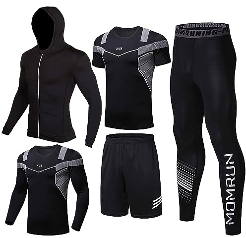 Vêtements de Sport pour Hommes Costume de Compression Costume de Sport de Remise en Forme Pantalon de Compression de Course en Plein air Chemise Top Veste à Manches Longues Collants de Compression