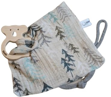Knistertuch für Babys | Montessori Sensorik-Spielzeug mit Knistergeräuschen & Etiketten | Greifling & Kuscheltuch | Personalisierbar mit Namensgravur | Geschenk Geburt & Taufe