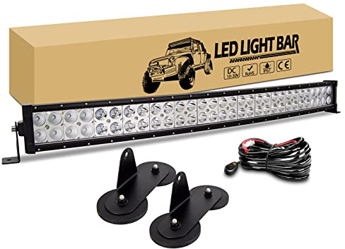RIGIDON 32 Zoll 80cm 180W Gebogen Led lichtleiste kfz mit 12V Kabelbaum, 2 Pcs Magnetische Pkw-Dachhalterung, Offroad Beleuchtung für 4x4 Auto Traktor SUV ATV UTV PKW LKW Fahrzeuge, 6000K Weiß