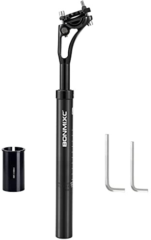 BONMIXC Suspension Seatpost 300lb Support for Larger & Tall Riders, 33.9 400mm, Adjustable Two-Way-Bolt Clamp, Reduce Wind Drag, Anti-Slip Shock Absorber Setback Bike Seat Post
