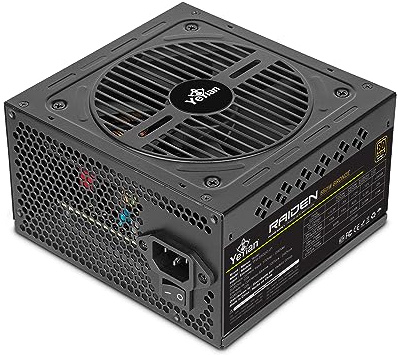 YEYIAN Raiden 550W Fuente de Alimentación No Modular PC 80+ Bronce | PCIE 6+2 | ATX 12V Ver 2.0 | 80 Plus Bronze | Cables Planos | Ventilador 120mm | PC Gaming Compatible Intel Nvidia AMD (Negro)