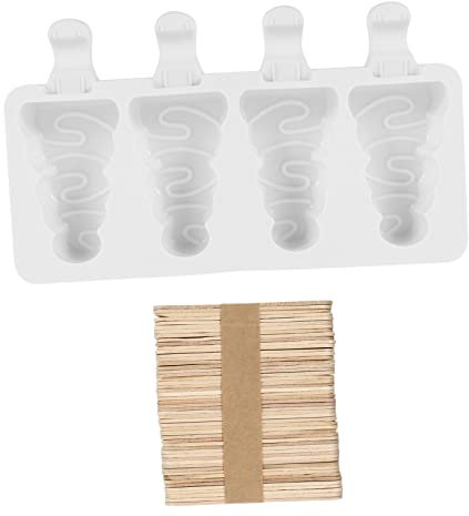 BESTonZON 1 Set Silicone Ice Cream Mould with Sticks Easy Release Popsicle Maker Suitable for Puddings Sweets DIY Treats Space Saving Design