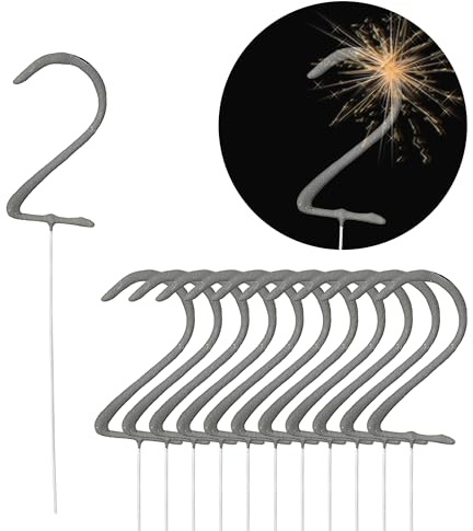 Cepewa Lot de 12 bougies magiques en forme de chiffre - Hauteur : 18 cm - Durée de combustion : 30 à 35 secondes - Décoration de fête (1 x lot de 12 cierges magiques)