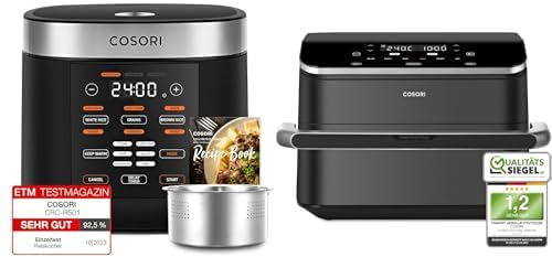 COSORI Reiskocher, Multikocher mit 17 Programme, Rice Cooker 1,8 L&COSORI Heißluftfritteuse TwinFry 10L Airfryer