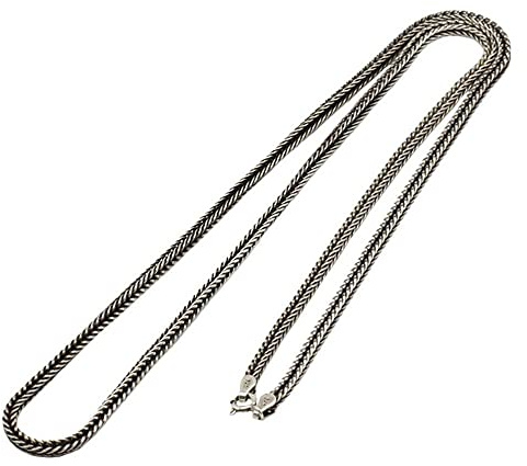 Halsketten Männer, Halskette aus massivem 925er-Sterlingsilber, Fuchsschwanz-Kette, für und Damen, Weihnachten, Valentinstag, Geschenk/60 cm