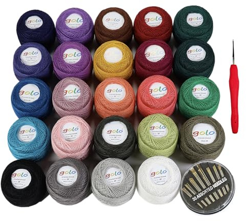 golo Stickgarn virkgarn 20 för 24 färger 10 gram handstickat virkgarn gänga virkning