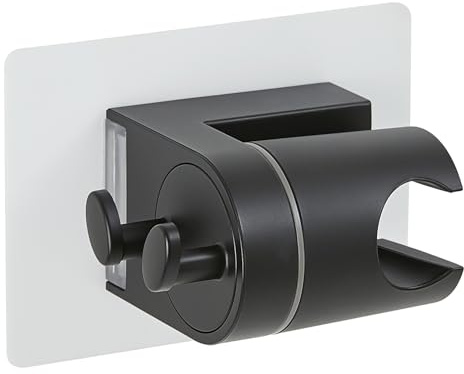OFFO Supporto soffione doccia senza perforazione, Porta doccino per doccia, supporto per doccia porta soffione doccia autoadesivo angolo regolabile,Nero Opaco