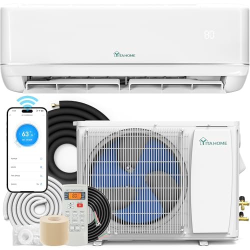 YITAHOME 21 SEER2 18000 BTU Mini Split Air Conditioner Heat Pump System, 208-230V Ductless Inverter System with Wi-Fi & Alexa Compatibility, Cover Up to 1250 Sq. Ft, Complete Installation Kit Included