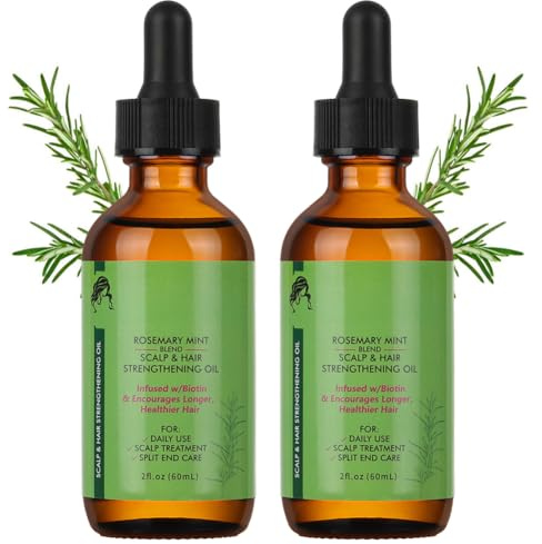 BUTBU Rosemary Oil for Hair Growth, 100% Pure Natural Essential Oil for Eyebrow Eyelash and Skin Care, Enhances Hair Thickness, Nourishes the Scalp for Men Women (60ml, Pack of 2)