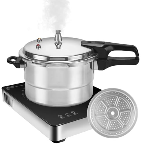 Olla a presión para estufa, máquina de arroz de 5 litros con inserto de vapor, olla multiusos para verduras, carne, aves de corral, mariscos, hogar, olla de aleación de aluminio para verduras, carne