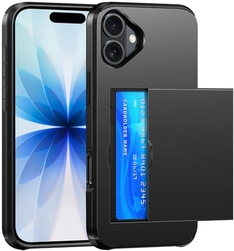 SZSSZSM Brieftasche für iPhone 17 Hülle mit Kartenhalter, Schwarz | Verstecktes Kartenfach, Doppelwandiger Stoßfest, Schutz Nach Militärstandard, Rutschfest, Geeignet für Den Täglichen Gebrauch