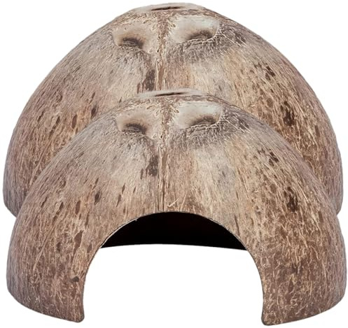 HIAKDOFT Accessoire Terrarium en Coque Naturelle, Abri Reptile Délicat et Multi-Fonctionnel pour Lézard et Crabe Ermite Décor de Terrarium Naturel
