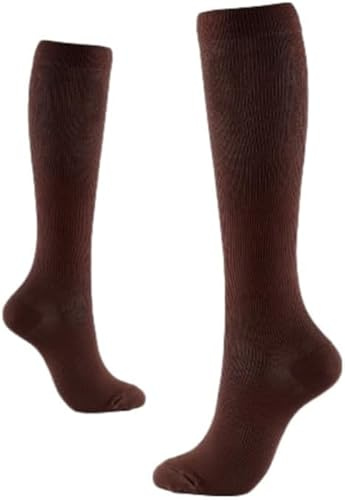 Kompressionsstrümpfe für Damen & Herren – Stützstrümpfe zur Förderung der Durchblutung, Elastische Reisesocken für den Alltag, Reisen und Sport (S/M,Braun（2 Paar）)