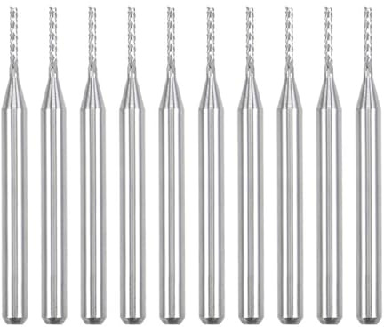 MeevrgR 10 Stück 1 mm Hartmetall-Schaftfräser-Gravur-Bits für PCB-Maschine, 1/8-Zoll-Schaft, CNC-Fräser-Werkzeug