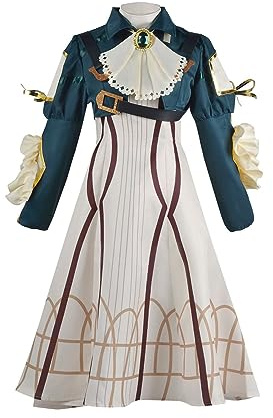Xinchangda Violet Evergarden Costume Lolita Ensemble complet de robe de cosplay Violet Evergarden Accessoires de cosplay Parapluie Collier Halloween Jeu de rôle Costume pour femme
