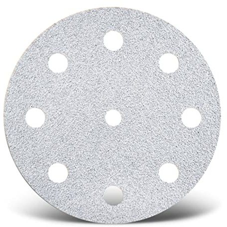 MENZER White Schleifscheiben 125 mm, 9-Loch (50 Stk.) K320 | f. Exzenterschleifer, Normalkorund, Klettbefestigung