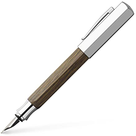 Graf von Faber-Castell - Füllfederhalter Ondoro Räuchereiche B | Schaft aus Räuchereiche mit Edelstahlfeder, Konverter und Geschenkverpackung