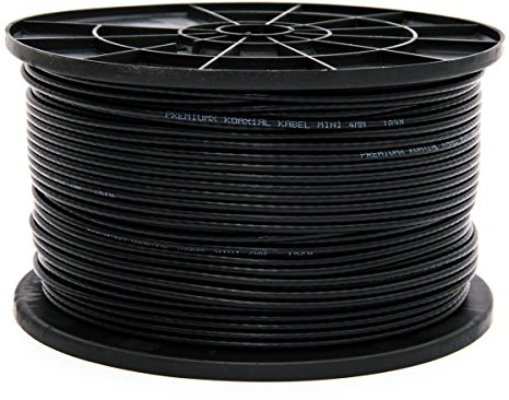 Premium X 100m Mini Koaxial Sat Kabel 4mm extra dünn Schwarz Koax Antennenkabel 2-Fach geschirmt platzsparend & flexibel einsetzbar für Sat | Kabel | DVB-T - Ultra HD 4K 3D