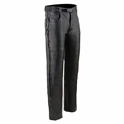 Milwaukee Leather SH1150 Men's Black Leather Motorcycle Over Pants with Jean Style Pockets - 38