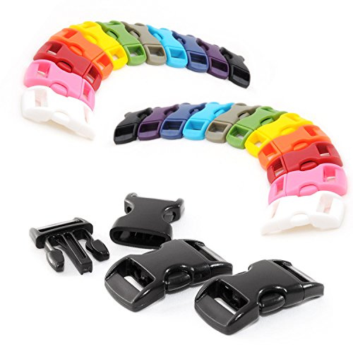 Ganzoo klick-Verschluss aus Kunststoff im Farb-Mix Set, 3/8 / Klippverschluss/Steckschließer/Steckverschluss für Paracord-Armbänder, Hunde-Halsbänder, Rucksack