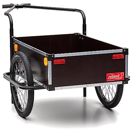 ROLAND Fahrradanhänger Profi, Transportbox, Handwagen, für Lasten, mit Doppeldeichsel, Kupplung, Holz, Stahl