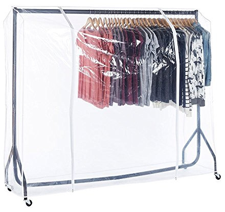Shopfitting Warehouse Black Heavy-Duty Clothes Rail with Clear Cover 6ft wide