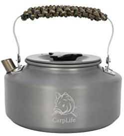 CarpLife Slim Kettle Hand Finished with Paracord Handle – Lightweight Travel Kettle Camp Coffee Pot for Fishing, Camping, Caravans on Outdoor Open Fires, Fire Pits, Gas Stove for Portable Coffee Tea