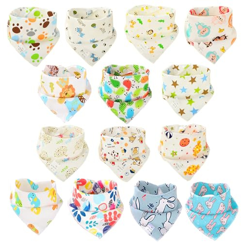 SLOSH 14 Baberos Bebe Drool Tela para Bebé Niña Niño Recien Nacido (14pcs para Unisex) Multi